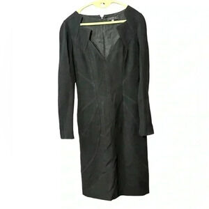 Andrew GN Luxury Fitted Black Long Sleeve Dress Size 40